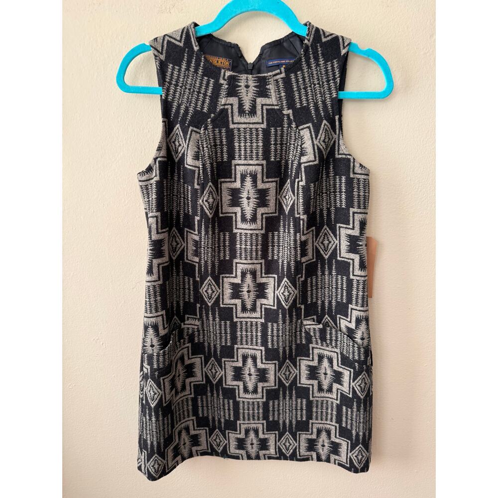 Pendleton Black & Gray Southwestern Print Wool Sleeveless Dress Size S